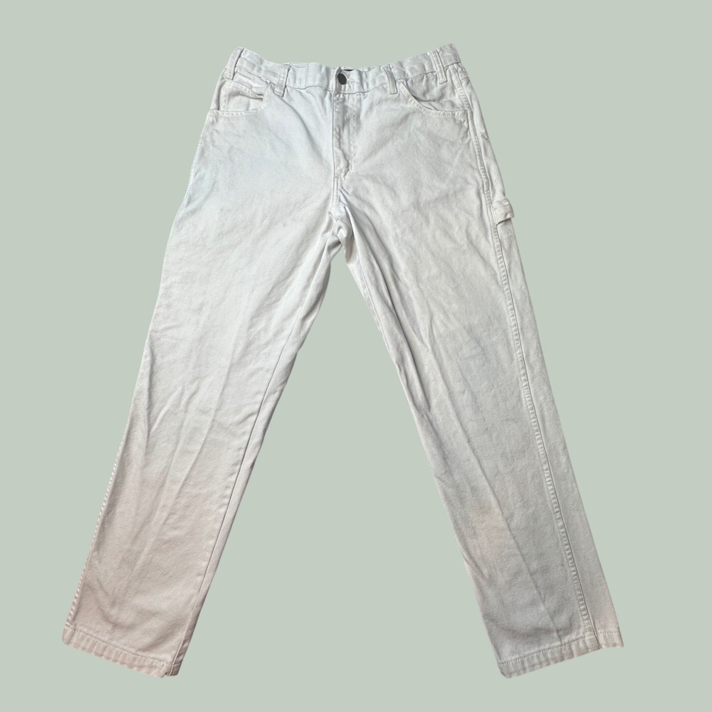 Dickies Carpenter Pants Mens 32x32 Duck Canvas Off-White Utility Straight Leg